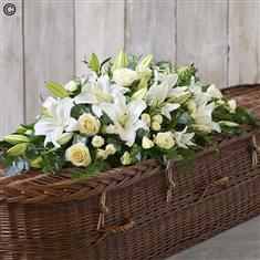 Lily and Rose Casket Spray White 4 ft