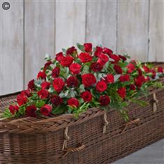 Rose and Carnation Casket Spray Red 5 ft